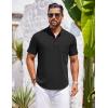imageCOOFANDY Mens Casual Henley Shirts Band Collar Short Sleeve TShirts Summer Stylish Beach Hippie ShirtBlack