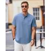 imageCOOFANDY Mens Casual Henley Shirts Band Collar Short Sleeve TShirts Summer Stylish Beach Hippie ShirtBlue