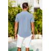 imageCOOFANDY Mens Casual Henley Shirts Band Collar Short Sleeve TShirts Summer Stylish Beach Hippie ShirtLight Blue