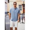 imageCOOFANDY Mens Casual Henley Shirts Band Collar Short Sleeve TShirts Summer Stylish Beach Hippie ShirtLight Blue