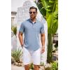 imageCOOFANDY Mens Casual Henley Shirts Band Collar Short Sleeve TShirts Summer Stylish Beach Hippie ShirtLight Blue