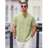 imageCOOFANDY Mens Casual Henley Shirts Band Collar Short Sleeve TShirts Summer Stylish Beach Hippie ShirtLight Green