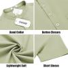 imageCOOFANDY Mens Casual Henley Shirts Band Collar Short Sleeve TShirts Summer Stylish Beach Hippie ShirtLight Green