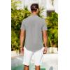 imageCOOFANDY Mens Casual Henley Shirts Band Collar Short Sleeve TShirts Summer Stylish Beach Hippie ShirtLight Grey