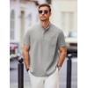 imageCOOFANDY Mens Casual Henley Shirts Band Collar Short Sleeve TShirts Summer Stylish Beach Hippie ShirtLight Grey