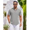 imageCOOFANDY Mens Casual Henley Shirts Band Collar Short Sleeve TShirts Summer Stylish Beach Hippie ShirtLight Grey