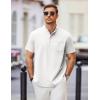 imageCOOFANDY Mens Casual Henley Shirts Band Collar Short Sleeve TShirts Summer Stylish Beach Hippie ShirtWhite