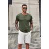 imageCOOFANDY Mens Short Sleeve Henley TShirtArmy Green