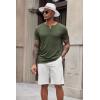 imageCOOFANDY Mens Short Sleeve Henley TShirtArmy Green