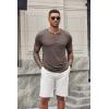 imageCOOFANDY Mens Short Sleeve Henley TShirtBrown