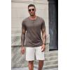 imageCOOFANDY Mens Short Sleeve Henley TShirtBrown