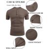 imageCOOFANDY Mens Short Sleeve Henley TShirtBrown