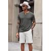 imageCOOFANDY Mens Short Sleeve Henley TShirtDark Grey
