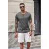 imageCOOFANDY Mens Short Sleeve Henley TShirtDark Grey