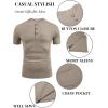 imageCOOFANDY Mens Short Sleeve Henley TShirtDark Khaki