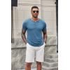 imageCOOFANDY Mens Short Sleeve Henley TShirtDemin Blue
