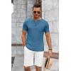 imageCOOFANDY Mens Short Sleeve Henley TShirtDemin Blue