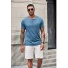 imageCOOFANDY Mens Short Sleeve Henley TShirtDemin Blue