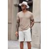 imageCOOFANDY Mens Short Sleeve Henley TShirtKhaki