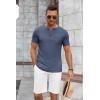 imageCOOFANDY Mens Short Sleeve Henley TShirtNavy Blue