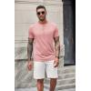 imageCOOFANDY Mens Short Sleeve Henley TShirtPink