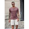 imageCOOFANDY Mens Short Sleeve Henley TShirtWine Red