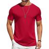 imageCOOFANDY Mens TShirts Short Sleeve Plain Tshirts Casual Crew Neck Basic T Shirt Soft Cooling Fitted Stretch Tee ShirtsRed