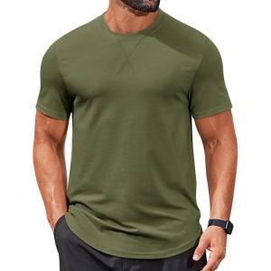 imageCOOFANDY Mens T Shirts Casual Short Sleeve Cotton Tee Shirts Hipster Hip Hop Longline TShirt Basic Summer TopsOne Piece Army Green