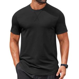 imageCOOFANDY Mens T Shirts Casual Short Sleeve Cotton Tee Shirts Hipster Hip Hop Longline TShirt Basic Summer TopsOne Piece Black