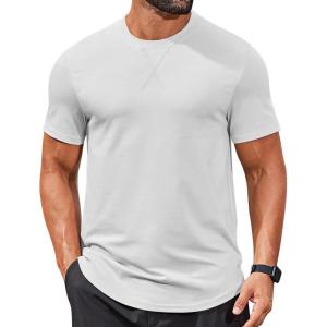 imageCOOFANDY Mens T Shirts Casual Short Sleeve Cotton Tee Shirts Hipster Hip Hop Longline TShirt Basic Summer TopsOne Piece White