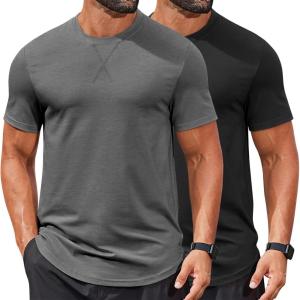 imageCOOFANDY Mens T Shirts Casual Short Sleeve Cotton Tee Shirts Hipster Hip Hop Longline TShirt Basic Summer TopsTwo Pack Black  Grey
