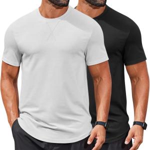 imageCOOFANDY Mens T Shirts Casual Short Sleeve Cotton Tee Shirts Hipster Hip Hop Longline TShirt Basic Summer TopsTwo Pack Black  White