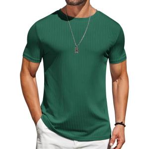imageCOOFANDY Mens TShirts Short Sleeve Plain Tshirts Casual Crew Neck Basic T Shirt Soft Cooling Fitted Stretch Tee ShirtsGreen
