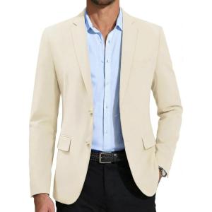 imageCOOFANDY Mens Casual Blazer Slim Fit Suit Jacket Two Button Lightweight Sport CoatBeige