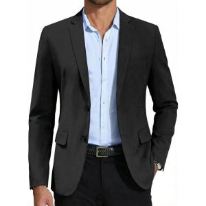 imageCOOFANDY Mens Casual Blazer Slim Fit Suit Jacket Two Button Lightweight Sport CoatBlack
