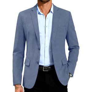 imageCOOFANDY Mens Casual Blazer Slim Fit Suit Jacket Two Button Lightweight Sport CoatBlue