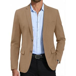 imageCOOFANDY Mens Casual Blazer Slim Fit Suit Jacket Two Button Lightweight Sport CoatBrown