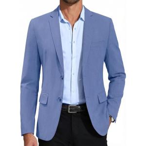 imageCOOFANDY Mens Casual Blazer Slim Fit Suit Jacket Two Button Lightweight Sport CoatLight Royal Blue