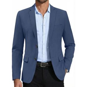 imageCOOFANDY Mens Casual Blazer Slim Fit Suit Jacket Two Button Lightweight Sport CoatNavy Blue