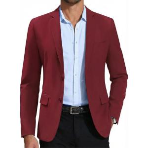 imageCOOFANDY Mens Casual Blazer Slim Fit Suit Jacket Two Button Lightweight Sport CoatWine Red