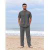 image:imageCOOFANDY Mens 2 Piece Cotton Sets Casual Short Sleeve Henley Shirts and Beach Pants with Pockets Summer Vacation OutfitsDark Grey