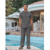 image:imageCOOFANDY Mens 2 Piece Cotton Sets Casual Short Sleeve Henley Shirts and Beach Pants with Pockets Summer Vacation OutfitsDark Grey