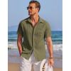 image:imageCOOFANDY Mens Casual Textured Short Sleeve Button Down Summer Beach ShirtArmy Green