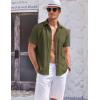 image:imageCOOFANDY Mens Casual Textured Short Sleeve Button Down Summer Beach ShirtArmy Green