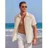 image:imageCOOFANDY Mens Casual Textured Short Sleeve Button Down Summer Beach ShirtBeige