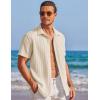 image:imageCOOFANDY Mens Casual Textured Short Sleeve Button Down Summer Beach ShirtBeige