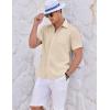 image:imageCOOFANDY Mens Casual Textured Short Sleeve Button Down Summer Beach ShirtBeige