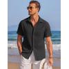 image:imageCOOFANDY Mens Casual Textured Short Sleeve Button Down Summer Beach ShirtBlack