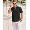 image:imageCOOFANDY Mens Casual Textured Short Sleeve Button Down Summer Beach ShirtBlack