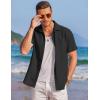 image:imageCOOFANDY Mens Casual Textured Short Sleeve Button Down Summer Beach ShirtBlack